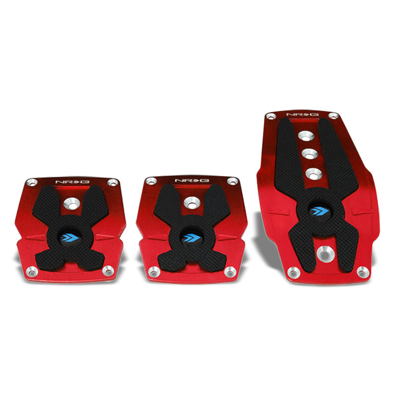 NRG NRG-PDL-200RD Brake/Gas/Clutch Manual MT Race Foot Pedal Plates Cover Set-Pedals & Pads-BuildFastCar