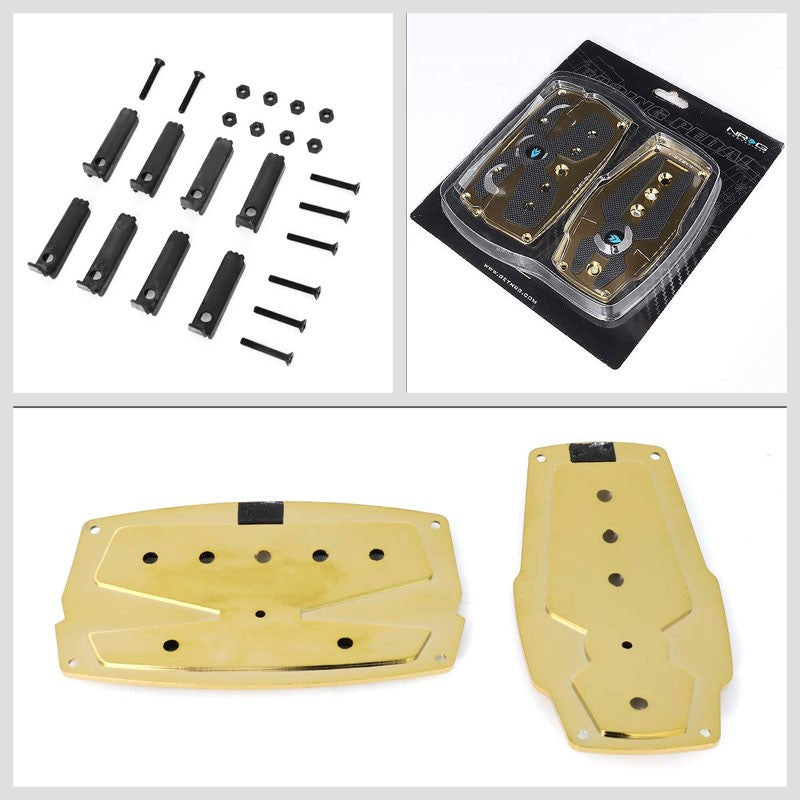 NRG NRG-PDL-250CG Brake/Gas Automatic AT Chrome Gold Foot Pedal Plates Cover Set-Pedals & Pads-BuildFastCar
