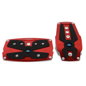 NRG NRG-PDL-250RD Brake/Gas Automatic AT Red Black Foot Pedal Plates Cover Set-Pedals & Pads-BuildFastCar
