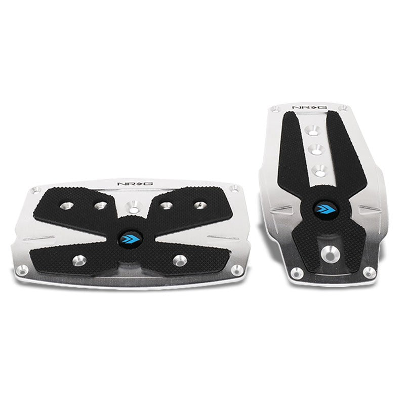 NRG NRG-PDL-250SL Brake/Gas Automatic AT Silver/Black Foot Pedal Plates Cover-Pedals & Pads-BuildFastCar