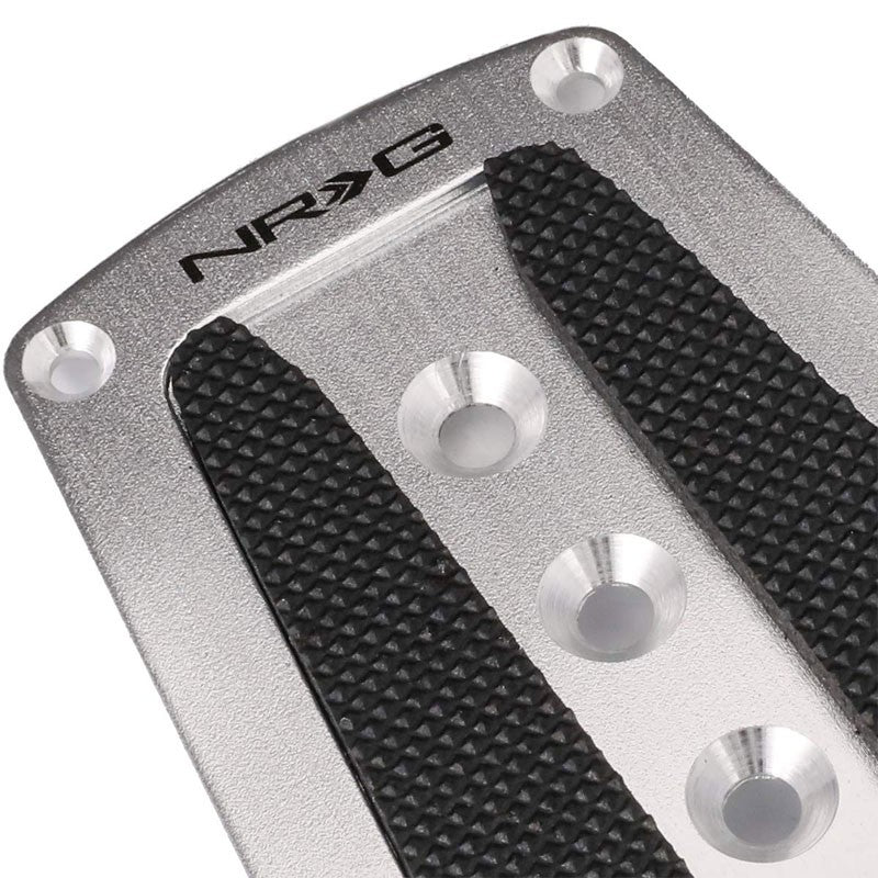 NRG NRG-PDL-250SL Brake/Gas Automatic AT Silver/Black Foot Pedal Plates Cover-Pedals & Pads-BuildFastCar