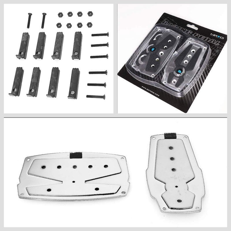 NRG NRG-PDL-250SL Brake/Gas Automatic AT Silver/Black Foot Pedal Plates Cover-Pedals & Pads-BuildFastCar