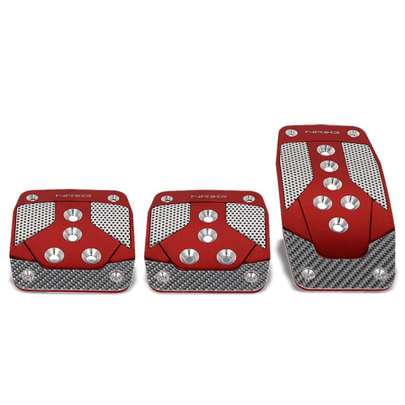 NRG NRG-PDL-400RD Brake/Gas/Clutch Manual MT Race Foot Pedal Plates Cover Set-Pedals & Pads-BuildFastCar