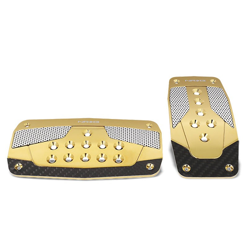 NRG NRG-PDL-450CG Brake/Gas Automatic AT Chrome Gold Foot Pedal Plates Cover Set-Pedals & Pads-BuildFastCar