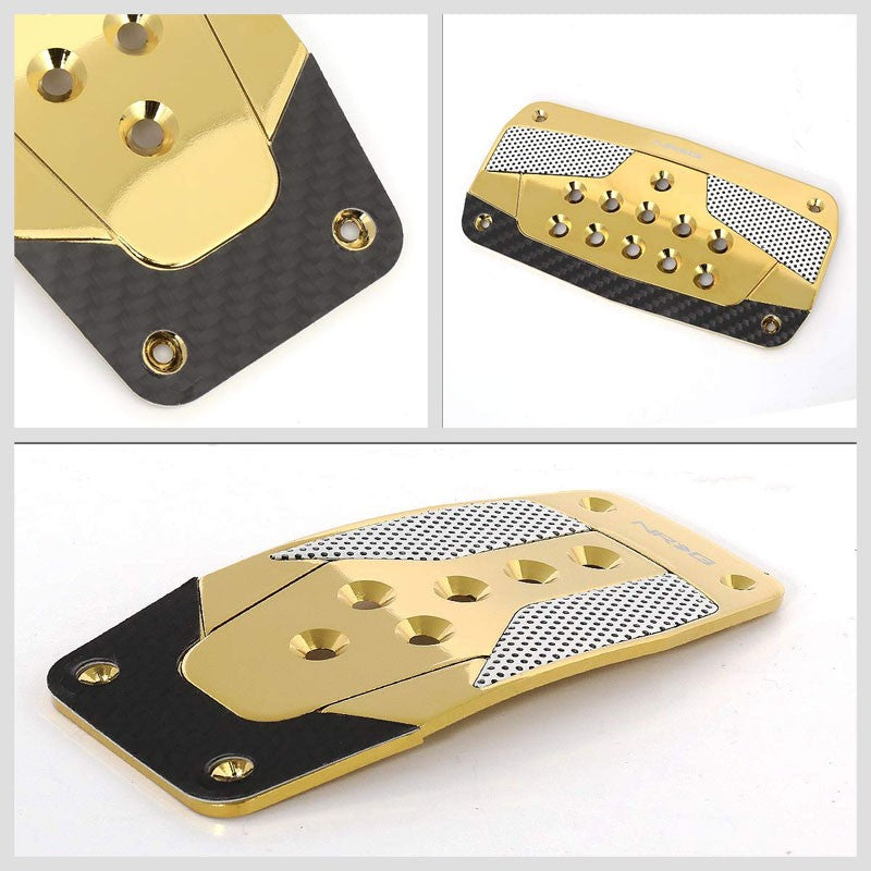 NRG NRG-PDL-450CG Brake/Gas Automatic AT Chrome Gold Foot Pedal Plates Cover Set-Pedals & Pads-BuildFastCar
