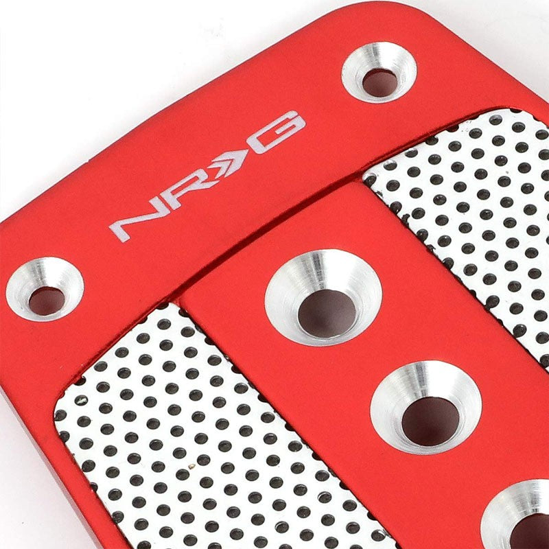 NRG NRG-PDL-450RD Brake/Gas Automatic AT Red/Silver Foot Pedal Plates Cover Set-Pedals & Pads-BuildFastCar