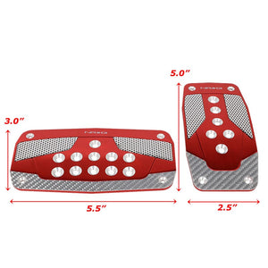 NRG NRG-PDL-450RD Brake/Gas Automatic AT Red/Silver Foot Pedal Plates Cover Set