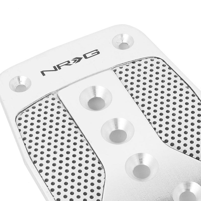 NRG NRG-PDL-450SL Brake/Gas Automatic AT Silver/Black Carbon Pedal Plates Cover-Pedals & Pads-BuildFastCar