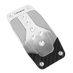 NRG NRG-PDL-450SL Brake/Gas Automatic AT Silver/Black Carbon Pedal Plates Cover-Pedals & Pads-BuildFastCar