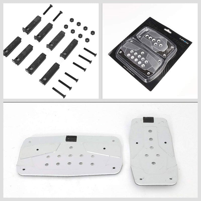 NRG NRG-PDL-450SL Brake/Gas Automatic AT Silver/Black Carbon Pedal Plates Cover-Pedals & Pads-BuildFastCar