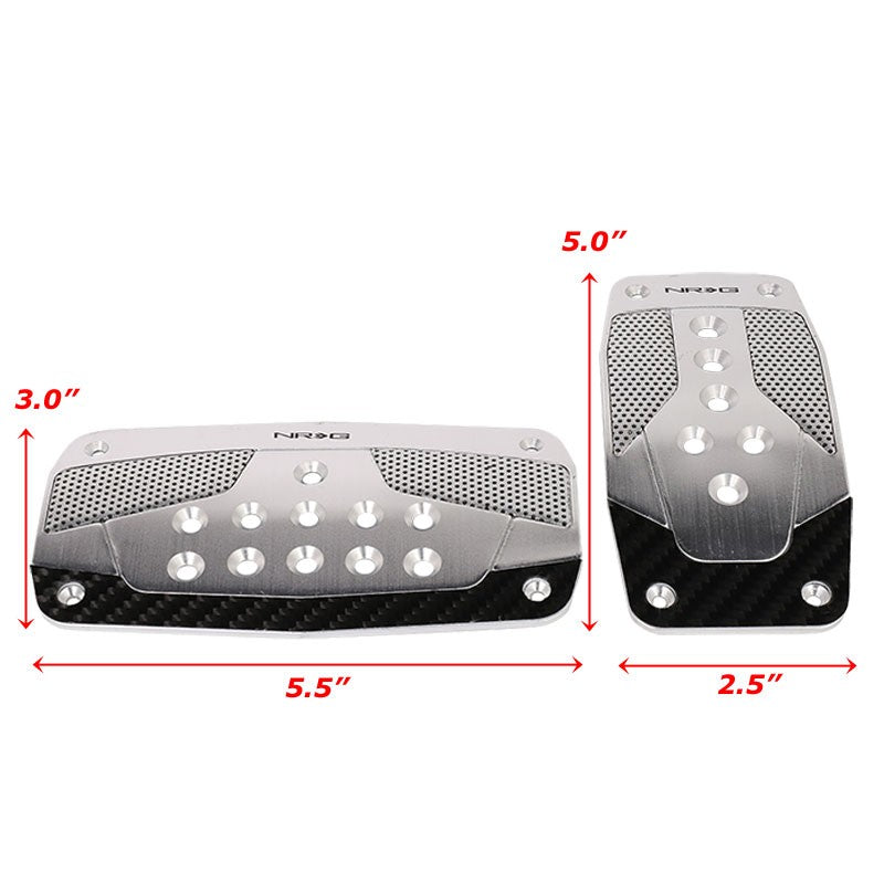 NRG NRG-PDL-450GM Brake/Gas Automatic AT Gunmetal/SL Carbon Pedal Plates Cover