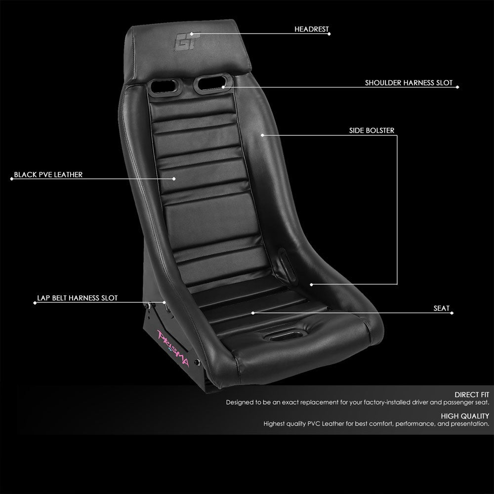 NRG PRI-100BK-MIDNIGHT GT Retro PRISMA Fixed Bucket Racing Seat Black NRG-PRI-100BK-MIDNIGHT