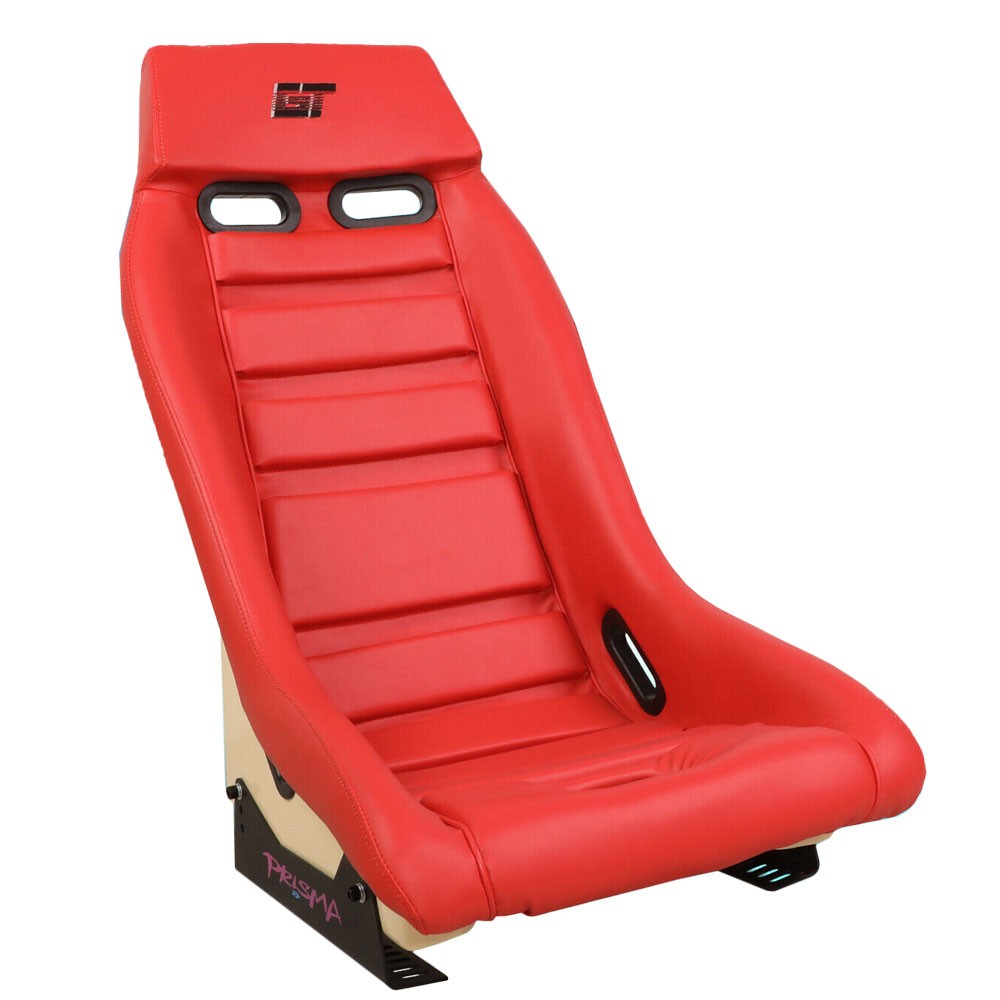 NRG Red Vegan Leather Prisma GT Fixed Back Racing Bucket Seat w/Mount  Bracket