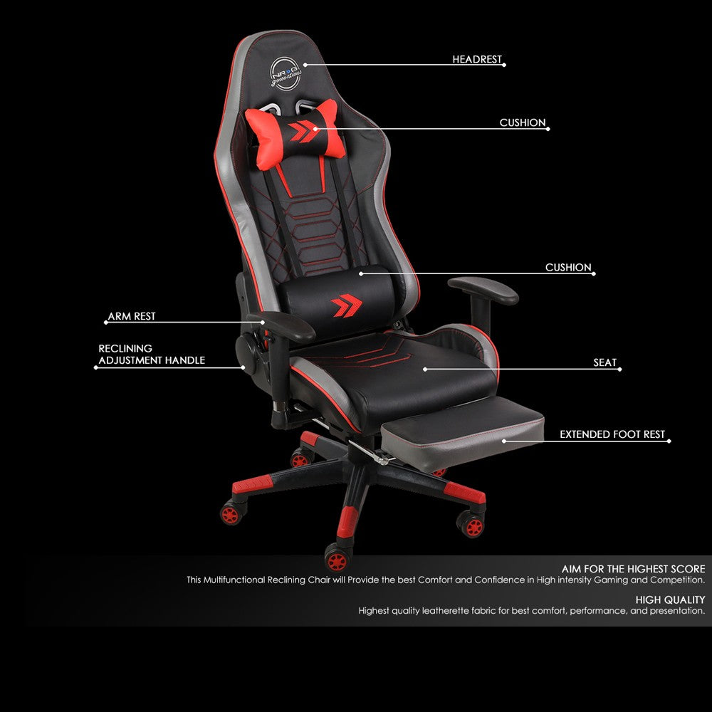 NRG RSC-G100RD Black/Red Cobra Pattern Raceing Style Office Gaming Chair Seat