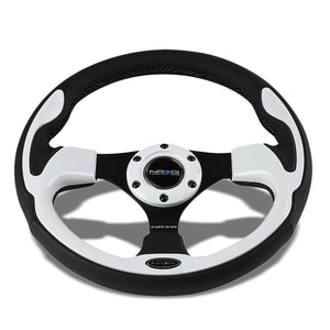 Black Leather/Carbon Thumbrest 320mm RST-001CBL NRG Steering Wheel+Horn Button-Interior-BuildFastCar