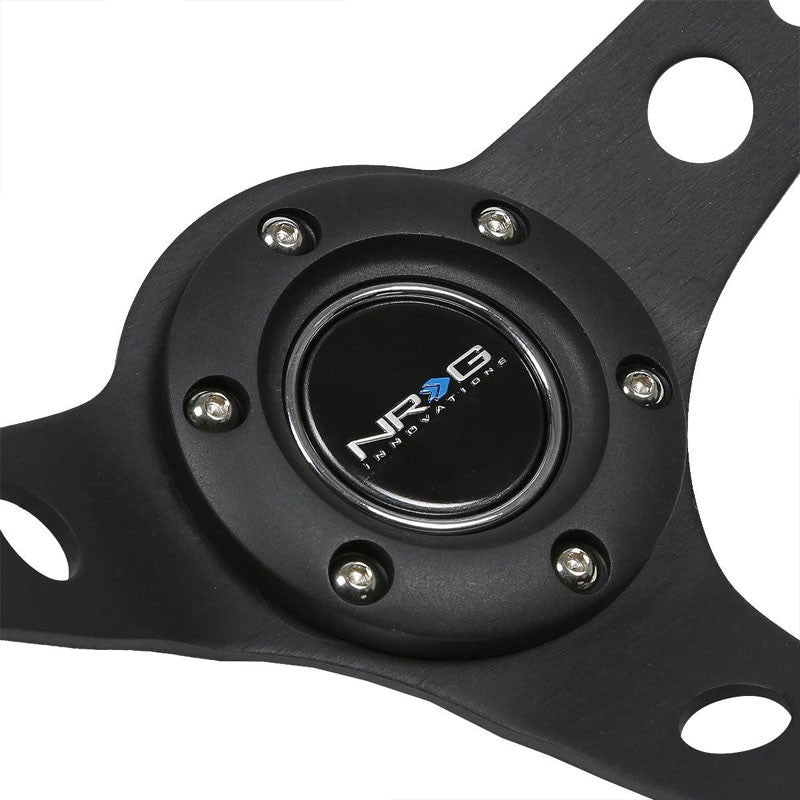 Black Suede/Round Holes 350mm 3" Deep RST-006-S NRG Steering Wheel+Horn Button-Interior-BuildFastCar