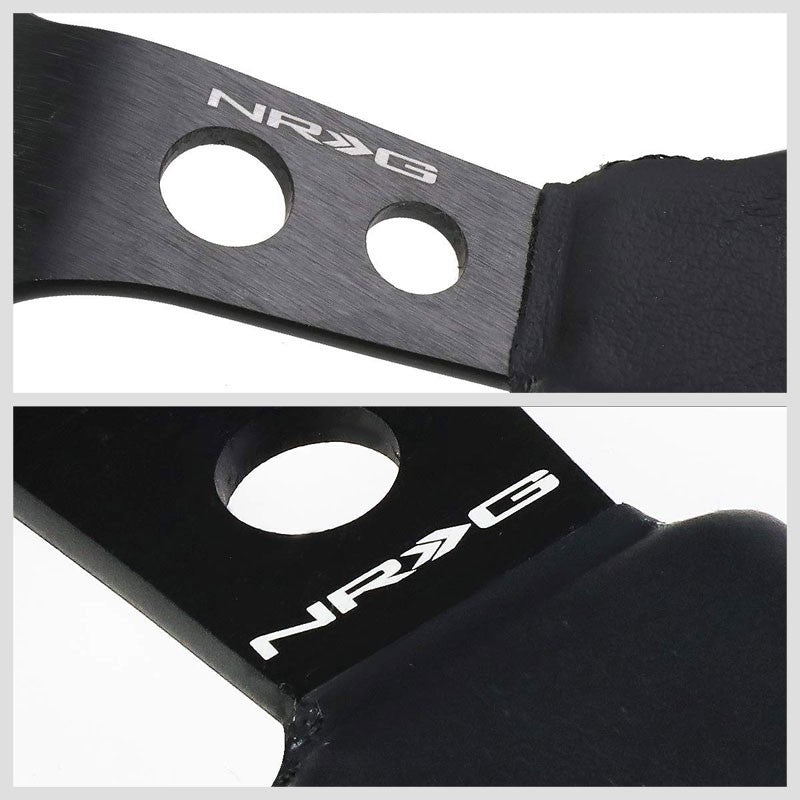 Black Leather/Round Holes Spoke 350mm 3" Deep RST-006BK NRG Steering Wheel+Horn-Interior-BuildFastCar