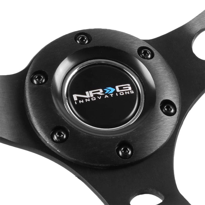 Red Leather/Black Round Holes 350mm 3" Deep RST-006RR-BS-B NRG Steering Wheel-Interior-BuildFastCar