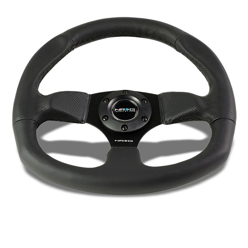 Black Leather/Spoke D-Shape Flat Bottom 320mm/330mm RST-009R NRG Steering Wheel-Interior-BuildFastCar