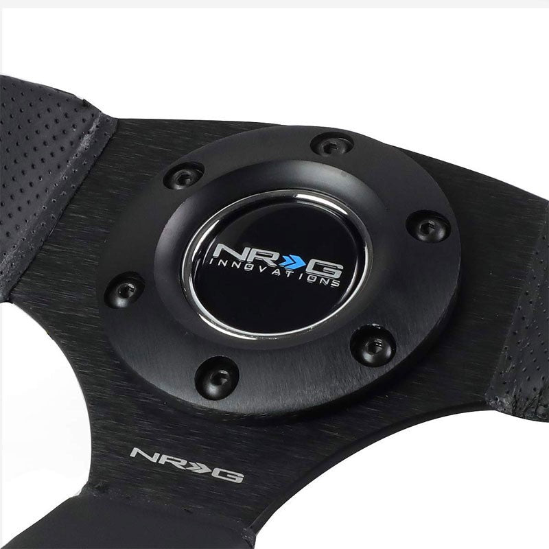 Black Leather/Spoke D-Shape Flat Bottom 320mm/330mm RST-009R NRG Steering Wheel-Interior-BuildFastCar