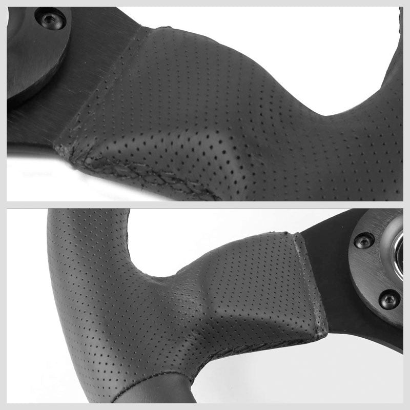 Black Leather/Spoke D-Shape Flat Bottom 320mm/330mm RST-009R NRG Steering Wheel-Interior-BuildFastCar