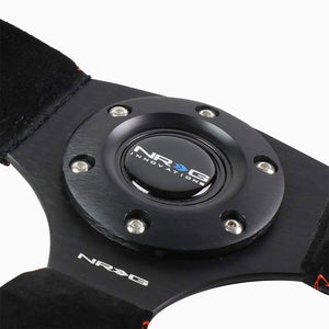 Suede/Red Stitch D-Shape Flat Bottom 320mm/330mm RST-009S-RS NRG Steering Wheel-Interior-BuildFastCar