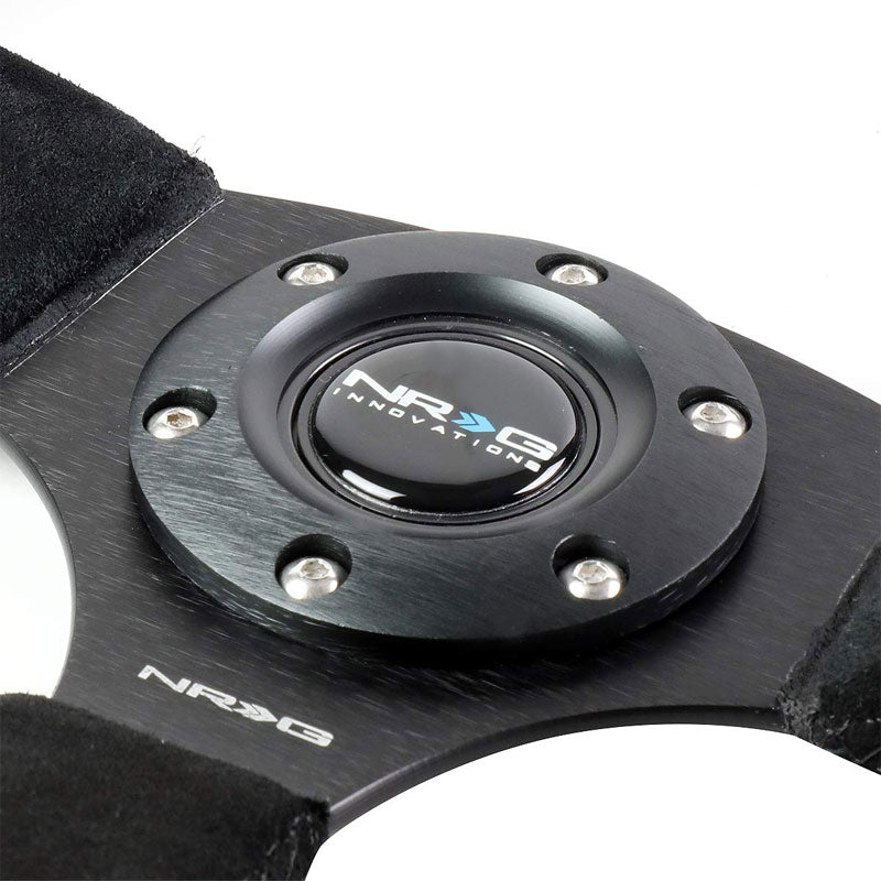 Black Suede/Spoke D-Shape Flat Bottom 320mm/330mm RST-009S NRG Steering Wheel-Steering Wheels & Accessories-BuildFastCar