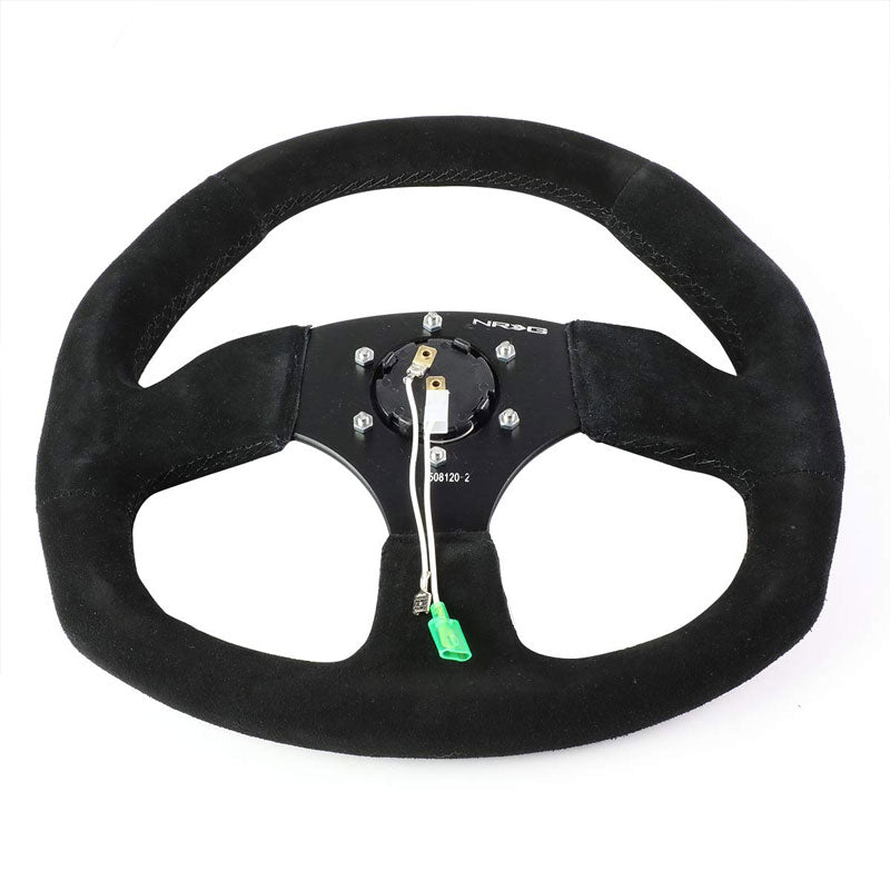 Black Suede/Spoke D-Shape Flat Bottom 320mm/330mm RST-009S NRG Steering Wheel-Steering Wheels & Accessories-BuildFastCar