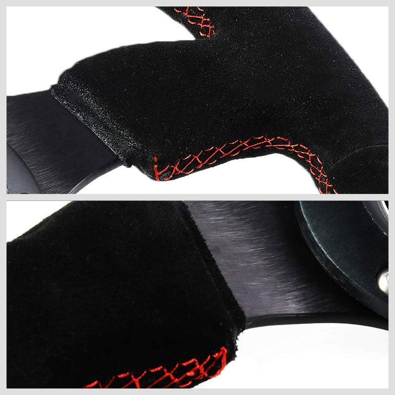 Black Grip Suede/Red Stitch 320mm RST-012S-RS NRG Steering Wheel+Horn Button-Interior-BuildFastCar