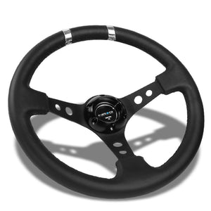 NRG RST-016R-SL 350mm 3 Spoke Black PVC Leather Steering Wheel RST-016R-SL