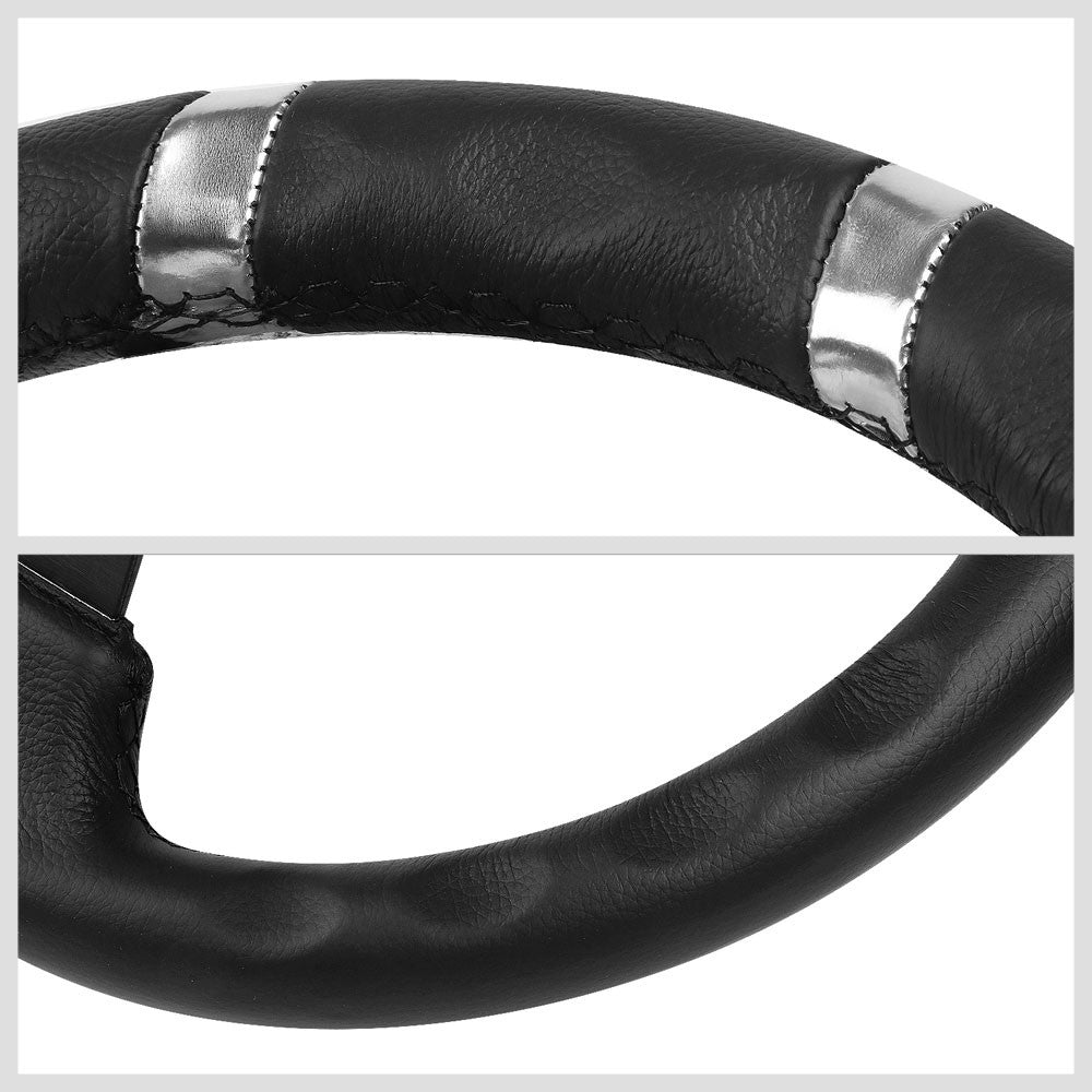 NRG RST-016R-SL 350mm 3" Deep Dish 3 Spoke Black PVC Leather Steering Wheel