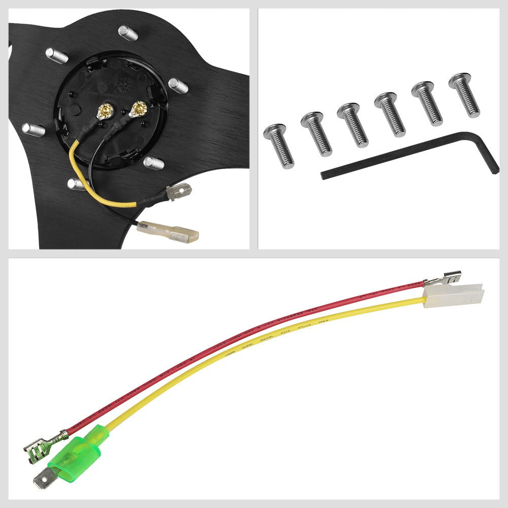 NRG RST-016R-SL 350mm 3" Deep Dish 3 Spoke Black PVC Leather Steering Wheel