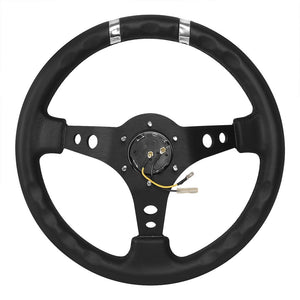 NRG RST-016R-SL 350mm 3" Deep Dish 3 Spoke Black PVC Leather Steering Wheel