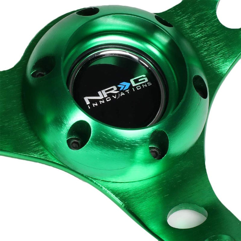 Green Round Holes/Stitch/Stripe 350mm 3" Deep RST-016S-GN NRG Steering Wheel-Interior-BuildFastCar