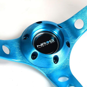 Blue Round Holes/Stitch/Stripe 350mm 3" Deep RST-016S-NB NRG Steering Wheel+Horn-Interior-BuildFastCar