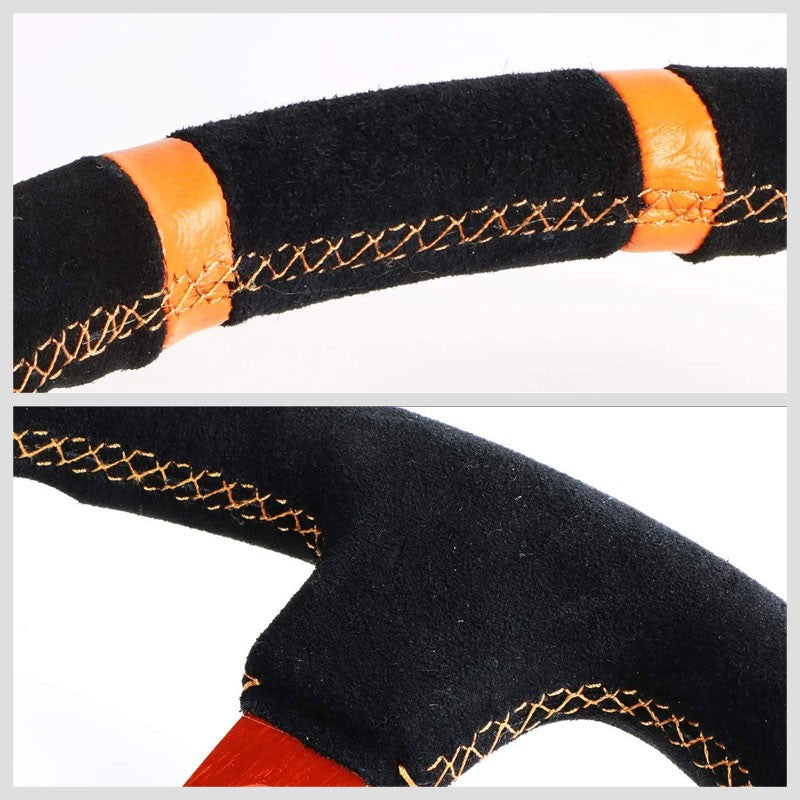 Orange Holes/Stitch/Stripes 350mm 3" Deep RST-016S-OR NRG Steering Wheel+Horn-Interior-BuildFastCar