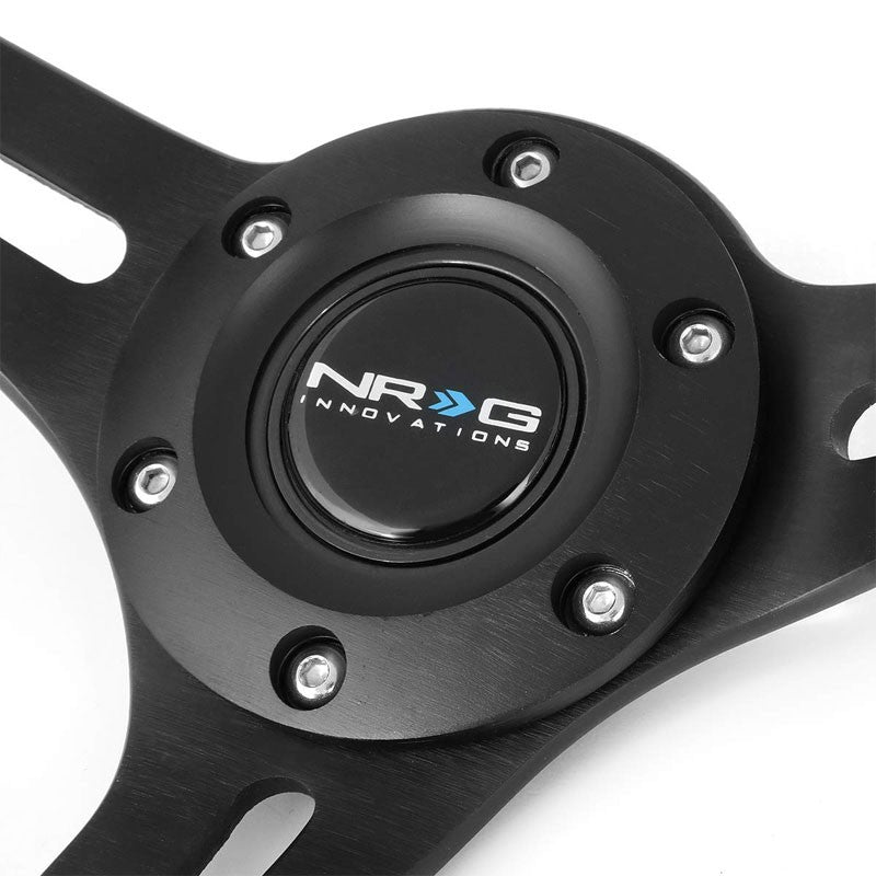 NRG RST-018BR-BK Brown Wood/BlackSlit Holes 3 Spoke Steering Wheel+Horn Button-Interior-BuildFastCar