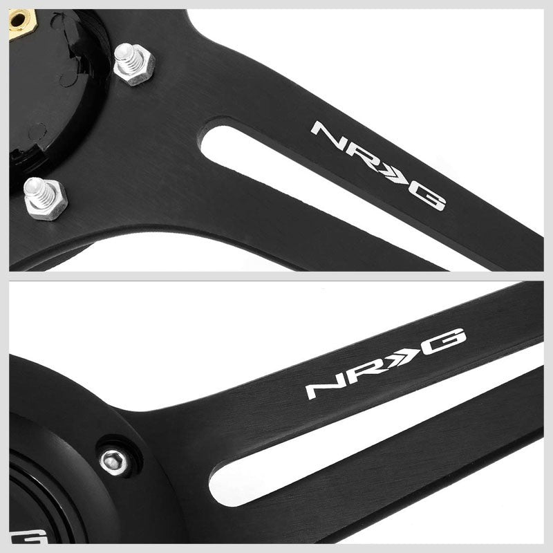 NRG RST-018BR-BK Brown Wood/BlackSlit Holes 3 Spoke Steering Wheel+Horn Button-Interior-BuildFastCar