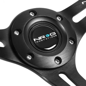 NRG 350mm 6-Bolt Slit Hole 3-Spoke NRG Logo Black Metallic Flakes Steering Wheel