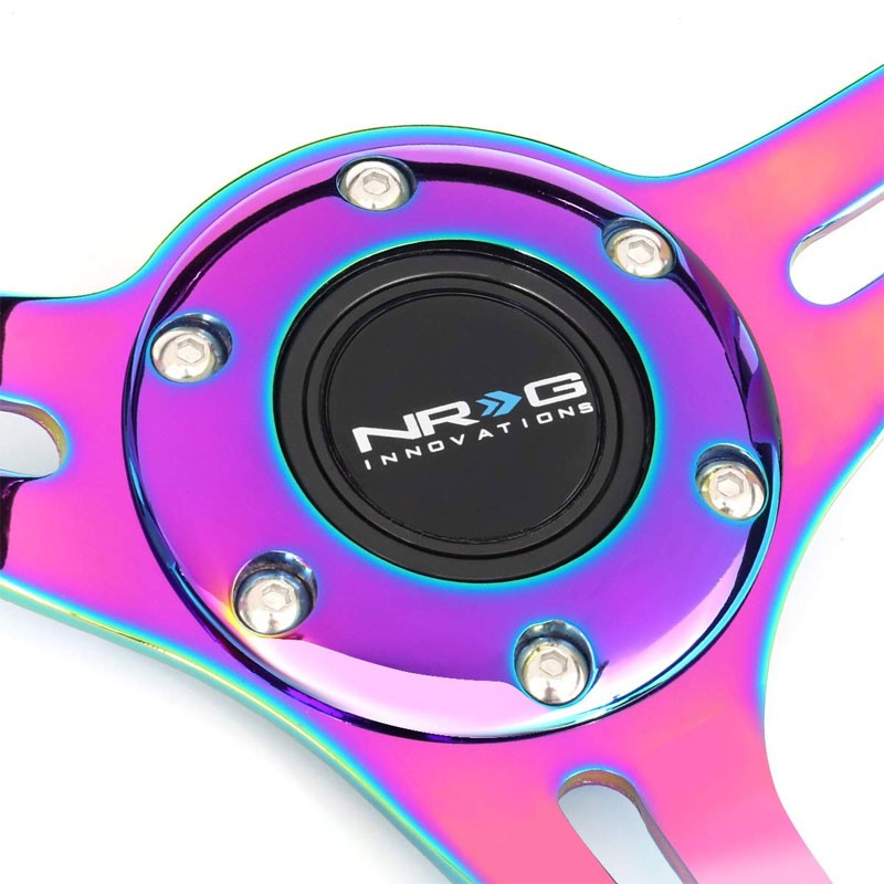 NRG RST-018BSB-MC Sparkle Wood/Neo Chrome3 Spoke Steering Wheel+Horn Button-Interior-BuildFastCar