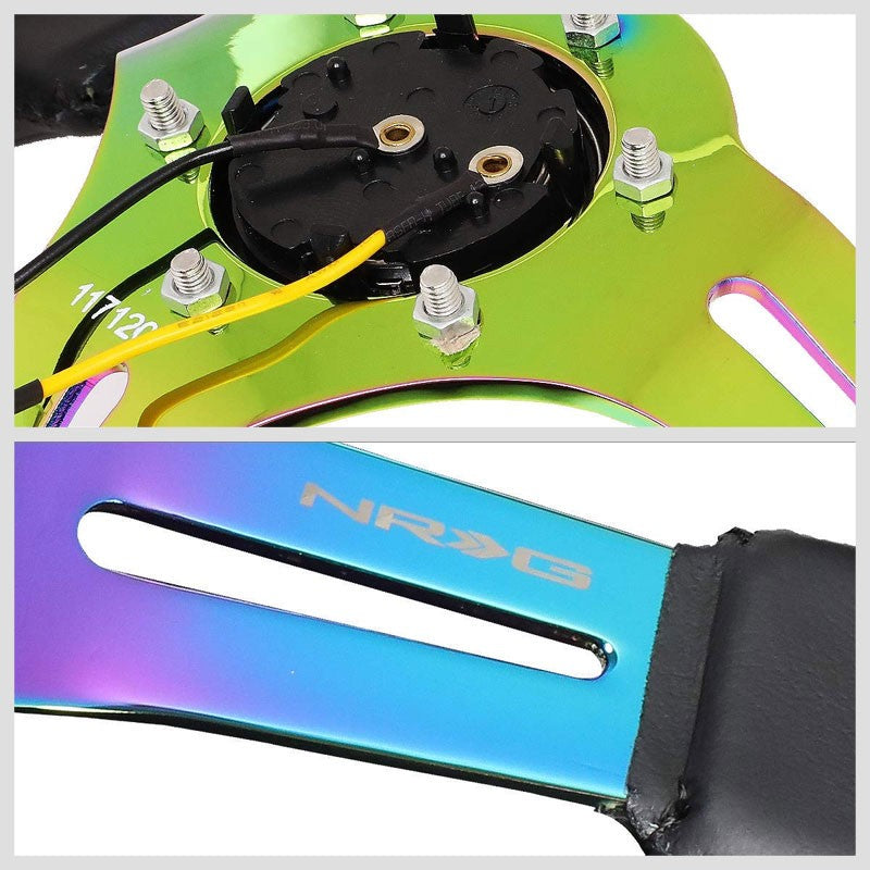 Leather/Neo Chrome Slit Holes 350mm 3" Deep RST-018R-MCBS NRG Steering Wheel-Interior-BuildFastCar