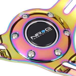 Leather/Neo Chrome Slit Hole 350mm 3" Deep RST-018R-MCRS NRG Steering Wheel+Horn-Interior-BuildFastCar