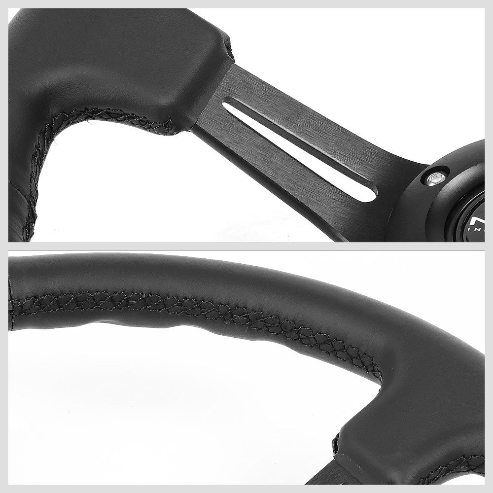 NRG RST-018R 3-Spoke Deep Dish 6-Bolt Pattern 350mm Steering Wheel Leather Grip-Steering Wheels & Accessories-BuildFastCar