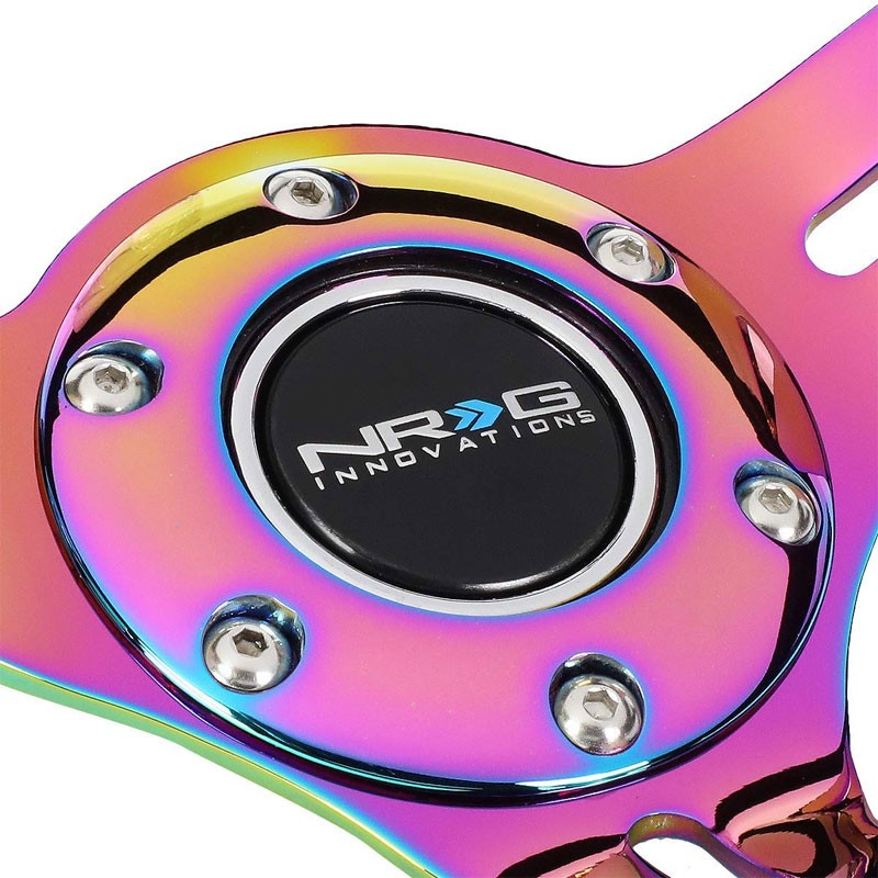 Suede/Neo Chrome Slit Holes 350mm 3" Deep RST-018S-MCBS NRG Steering Wheel+Horn-Interior-BuildFastCar