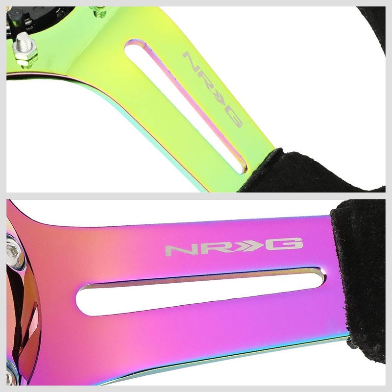 Suede/Neo Chrome Slit Holes 350mm 3" Deep RST-018S-MCBS NRG Steering Wheel+Horn-Interior-BuildFastCar