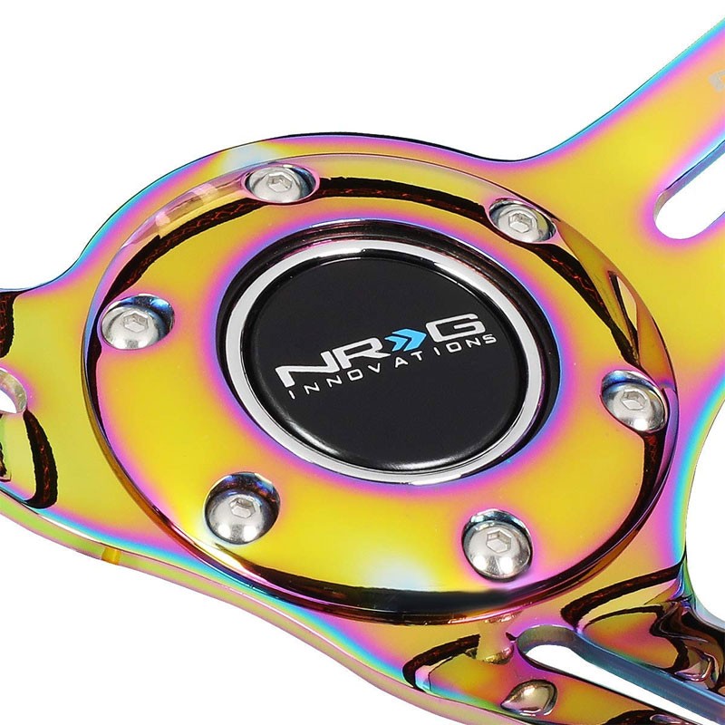 Suede/Neo Chrome Slit Hole 350mm 3" Deep RST-018S-MCRS NRG Steering Wheel+Horn-Interior-BuildFastCar