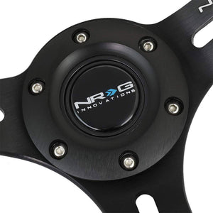 NRG RST-018S-RS Black Suede/Slit Holes 3 Spoke Steering Wheel+Horn Button-Interior-BuildFastCar