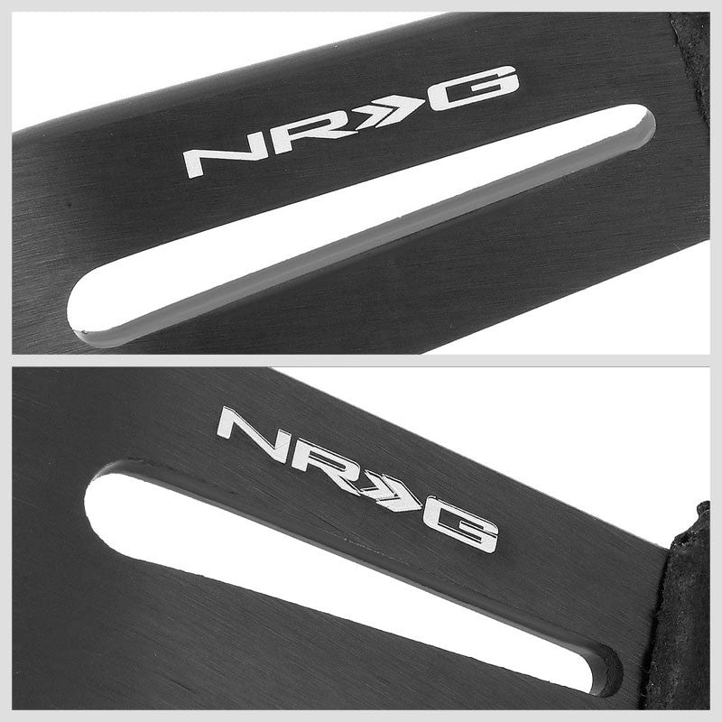 NRG RST-018SA Black Suede/Slit Holes 3 Spoke Steering Wheel+Horn Button-Interior-BuildFastCar