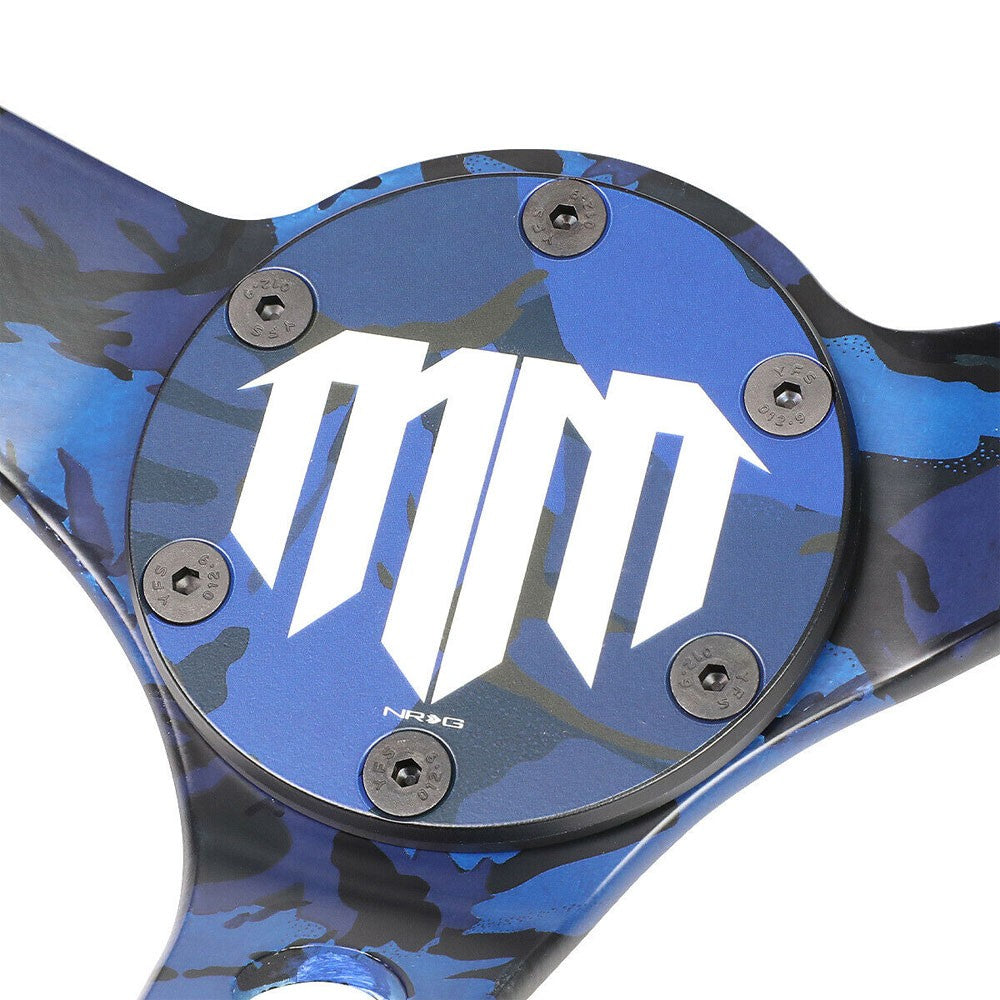 NRG RST-020MB-C-MM 350mm 3" Deep Dish MadMike Blue Alcantara Steering Wheel