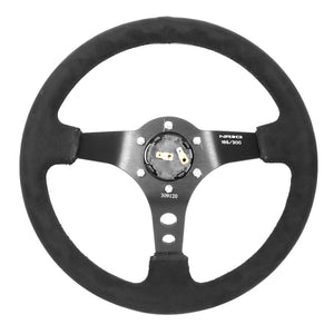 NRG RST-020MB-MM 350mm 3" DeepDish MadMike 3Spoke Black Alcantara Steering Wheel